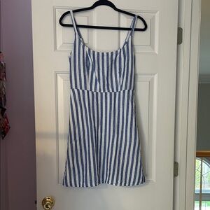 Old Navy Blue and White Striped Casual Dress